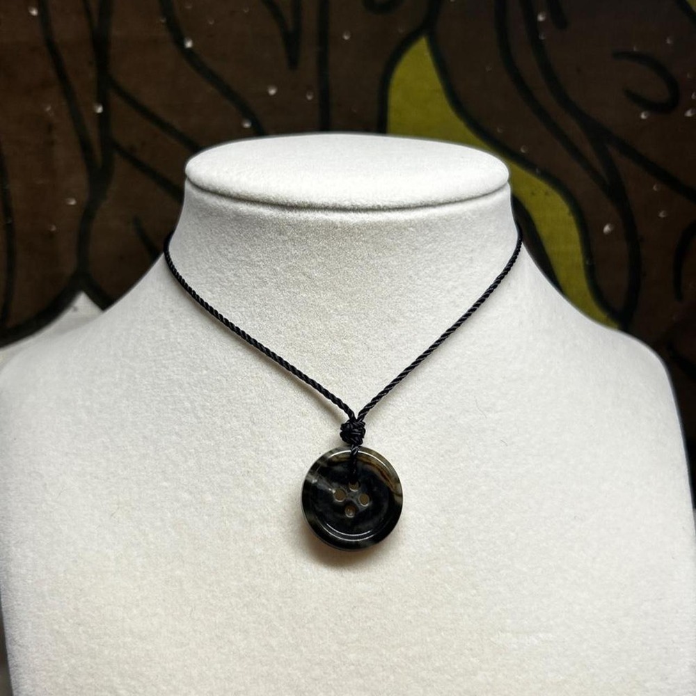 Repurposed button grunge indie necklace adjustable cord choker layering chic